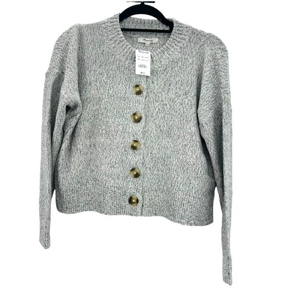 MADEWELL Broadway Crewneck Cardigan Sweater In Grey Size XS NWT - Picture 7 of 11